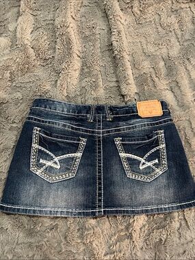 Amethyst Vintage Indigo Denim Mini Skirt with Contrast Stitching